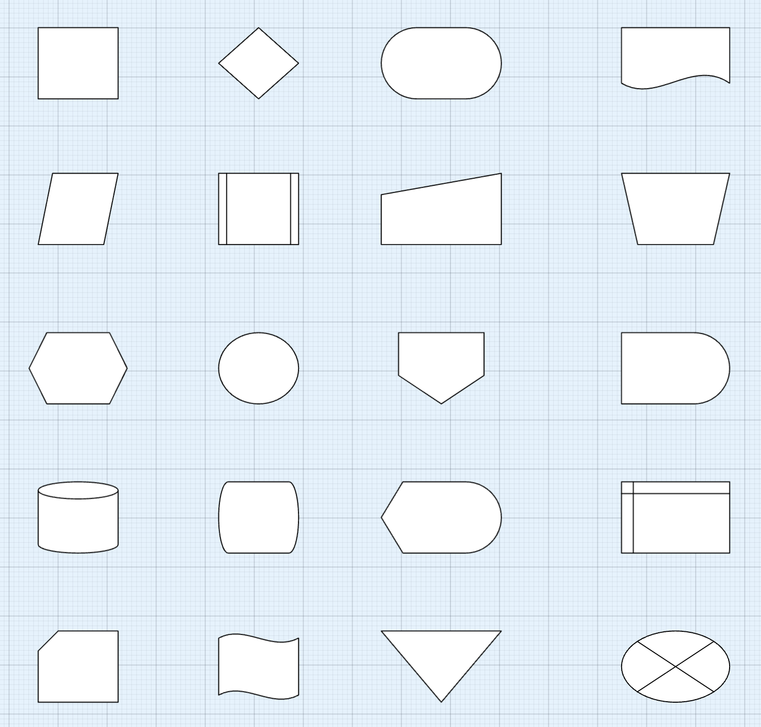 Process shapes in the shapes menu